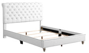 Elegant transitional upholstered bed by Glory Furniture featuring a plush headboard and sleek frame in a modern design.