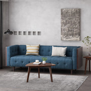Contemporary Noble House mid-century 3-seater sofa with button tufted waffle stitching and sleek stationary design.