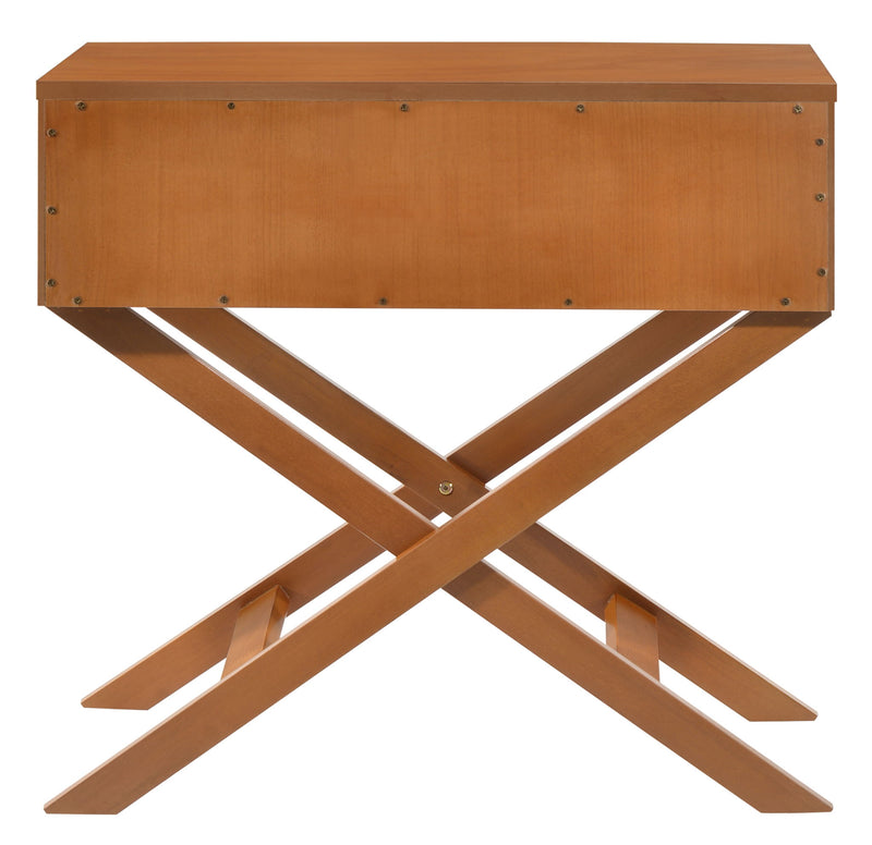 Glory Furniture accent nightstand with durable wood finish, two drawers, and modern design for bedroom storage and decor.