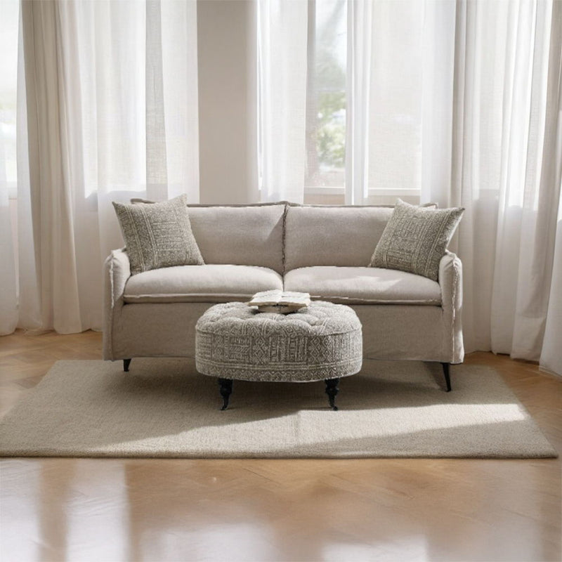 Upendo - Sofa With 2 Pillows - Beige Linen - R&R Furniture Gallery (Fountain Valley, CA)