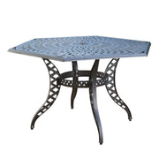 Outdoor Cast Aluminum Dining Table With Lattice Top And Umbrella Hole - Black - R&R Furniture Gallery (Fountain Valley, CA)