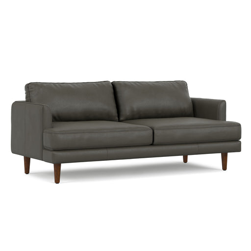 Livingston upholstered stationary sofa by Simpli-Home with plush fabric and cushioned back in a modern living room setting.