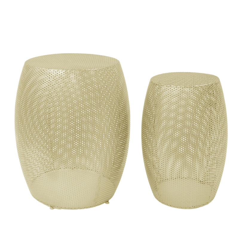 Modern Round Metal Hollow Side Table Set With Openwork Design - Gold - R&R Furniture Gallery (Fountain Valley, CA)