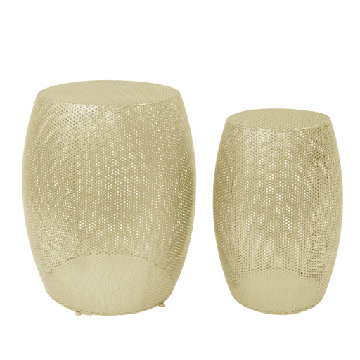 Modern Round Metal Hollow Side Table Set With Openwork Design - Gold - R&R Furniture Gallery (Fountain Valley, CA)