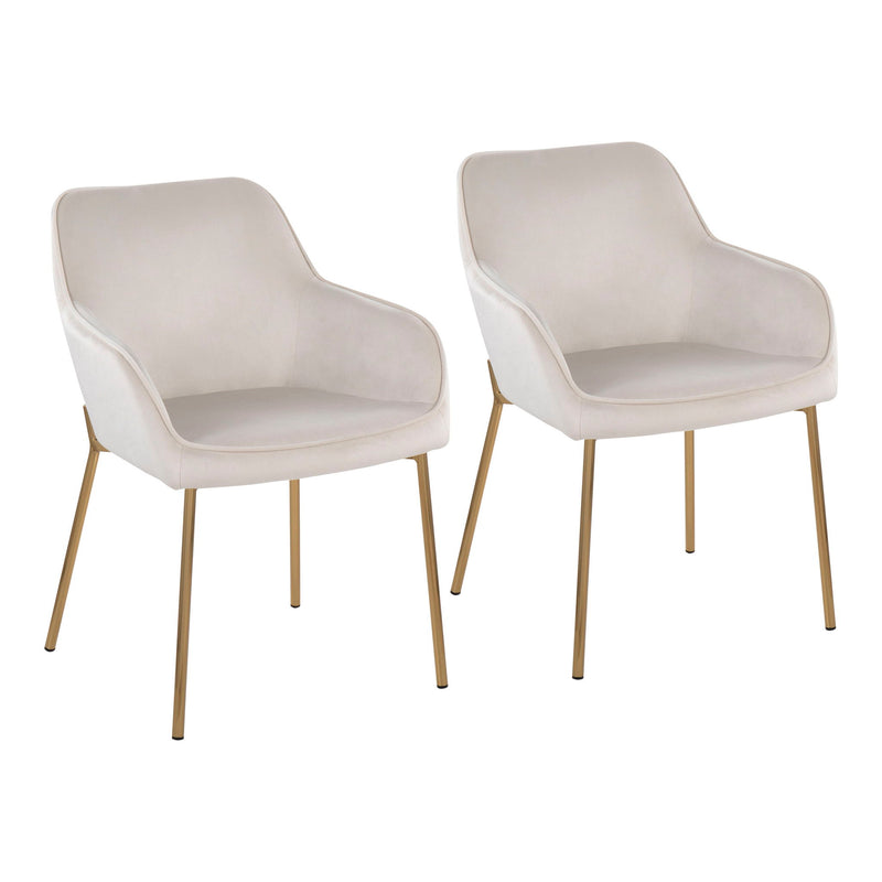 Lumi Source Daniella contemporary dining chairs set of 2 with sleek modern design and upholstered seats, shown in a stylish dining room setting.