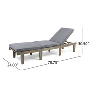 Noble House Ariana wood chaise lounge with cushion, stylish outdoor or indoor seating with a sleek design and comfortable padding.