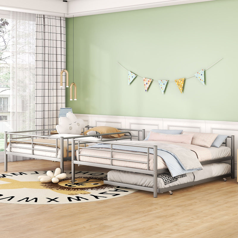 Steel construction bunk bed by DreamHaus with sturdy metal frame and twin-sized upper and lower sleeping areas.