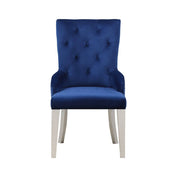 Varian - Side Chair - Blue Fabric & Antique Platinum - R&R Furniture Gallery (Fountain Valley, CA)