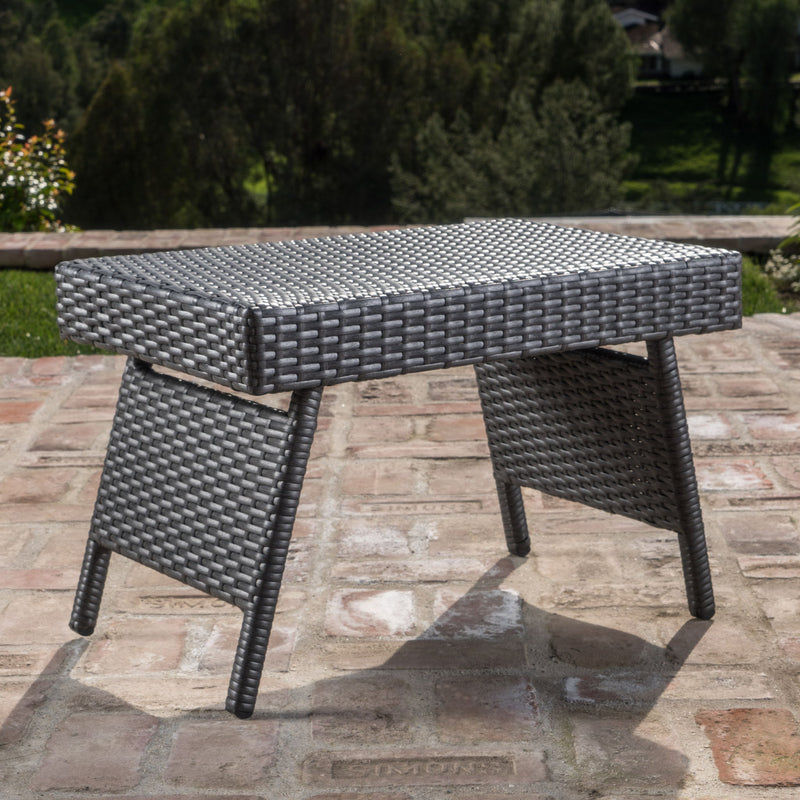 Outdoor Wicker Table With Rectangular Tabletop - Gray - R&R Furniture Gallery (Fountain Valley, CA)