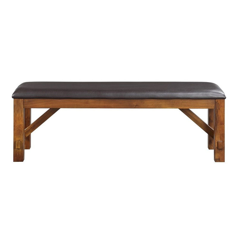Apollo - Bench - Espresso Synthetic Leather & Walnut - R&R Furniture Gallery (Fountain Valley, CA)