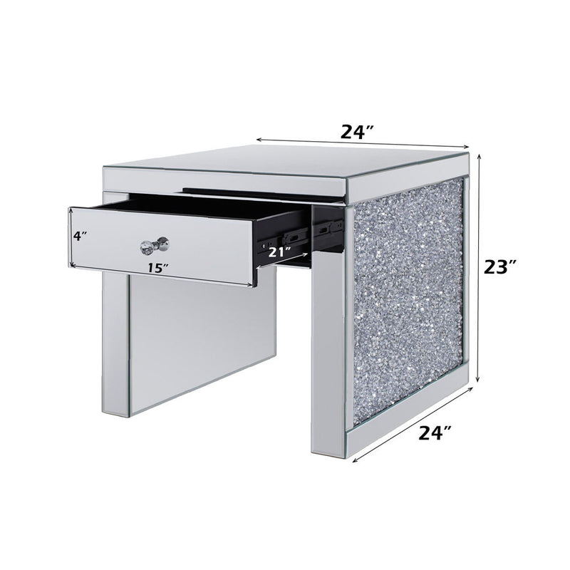 Noralie - 24" Square End Table - Mirrored & Faux Diamonds - R&R Furniture Gallery (Fountain Valley, CA)