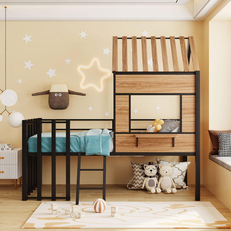 Loft Bed With Roof, Window, Guardrail, Ladder - R&R Furniture Gallery (Fountain Valley, CA)