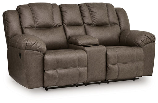 Lowilla - Double Reclining Loveseat With Console - Driftwood - R&R Furniture Gallery (Fountain Valley, CA)