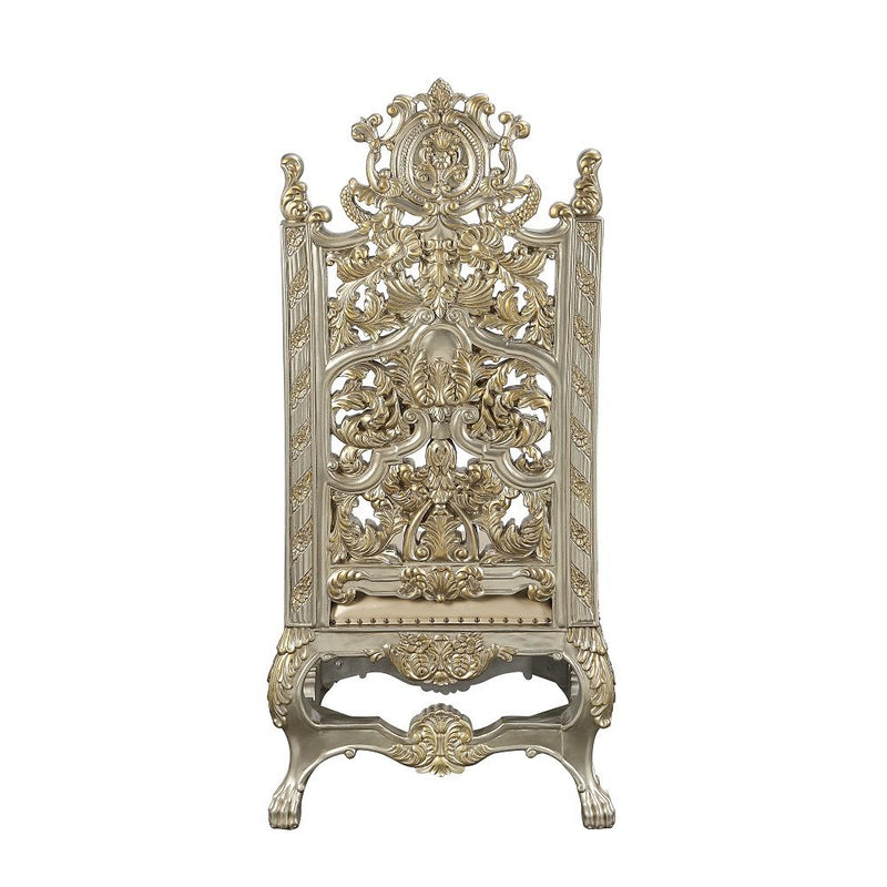 Danae - Side Chair (Set of 2) - Synthetic Leather , Champagne & Gold - R&R Furniture Gallery (Fountain Valley, CA)