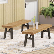 Outdoor Bench With Slat Panel Design And Acacia Wood Frame - R&R Furniture Gallery (Fountain Valley, CA)