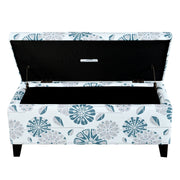 Luxury Storage Ottoman With Floral Patterned Fabric, Soft-Close Hinges, Multi Functional - R&R Furniture Gallery (Fountain Valley, CA)