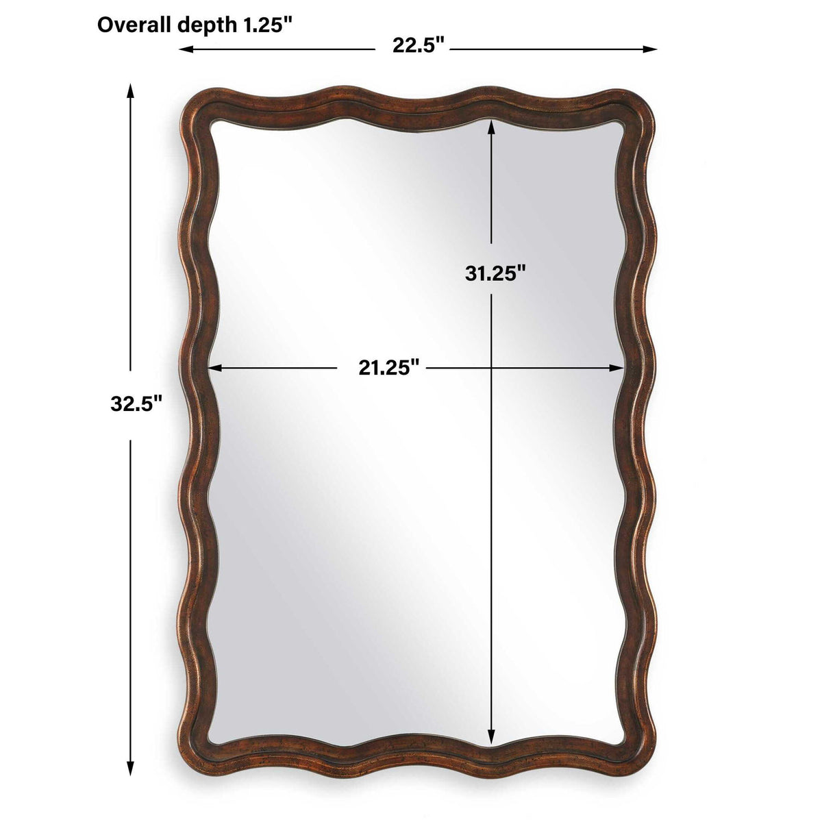 Mirror With Scalloped Edges - Antique Bronze