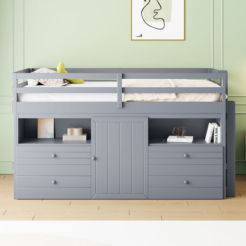 Loft Bed With 4 Drawers, Underneath Cabinet And Shelves - R&R Furniture Gallery (Fountain Valley, CA)