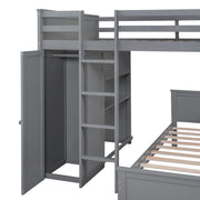DreamHaus loft bed with twin standalone bed, shelves, desk, and wardrobe, showcasing a modern multi-functional bedroom setup.