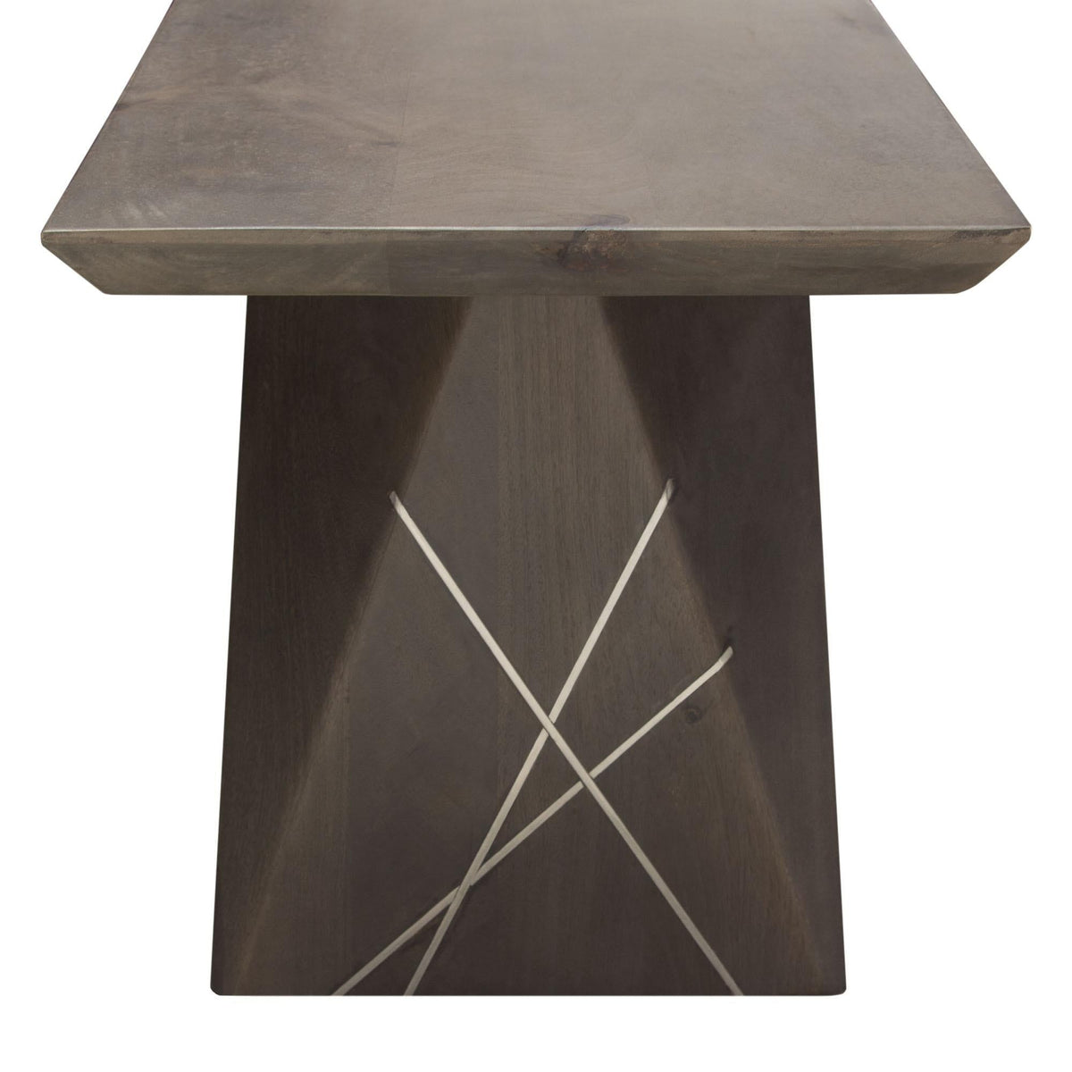 Motion Solid Mango Wood Dining/Accent Bench in Smoke Grey Finish w/ Silver Metal Inlay by Diamond Sofa