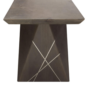 Motion Solid Mango Wood Dining/Accent Bench in Smoke Grey Finish w/ Silver Metal Inlay by Diamond Sofa