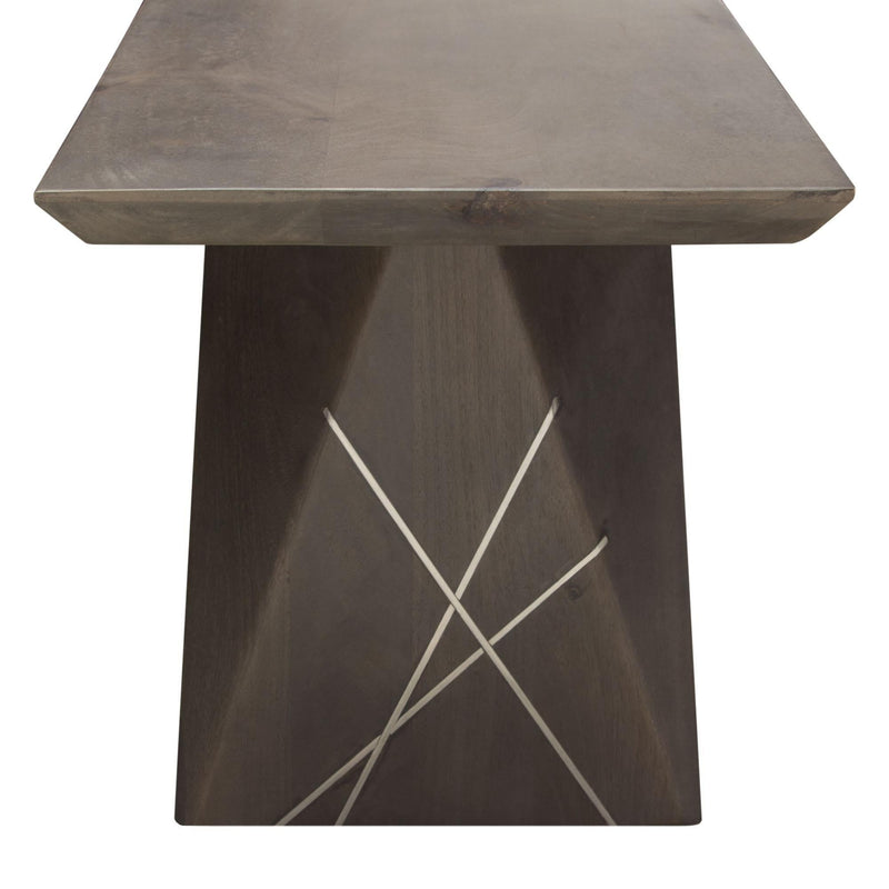 Motion Solid Mango Wood Dining/Accent Bench in Smoke Grey Finish w/ Silver Metal Inlay by Diamond Sofa
