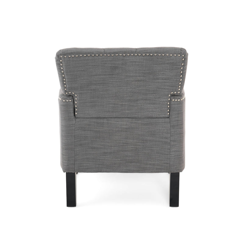 Noble House Harrison tufted club arm chair with button-tufted back, beige upholstery, and birch wood legs for elegant seating.