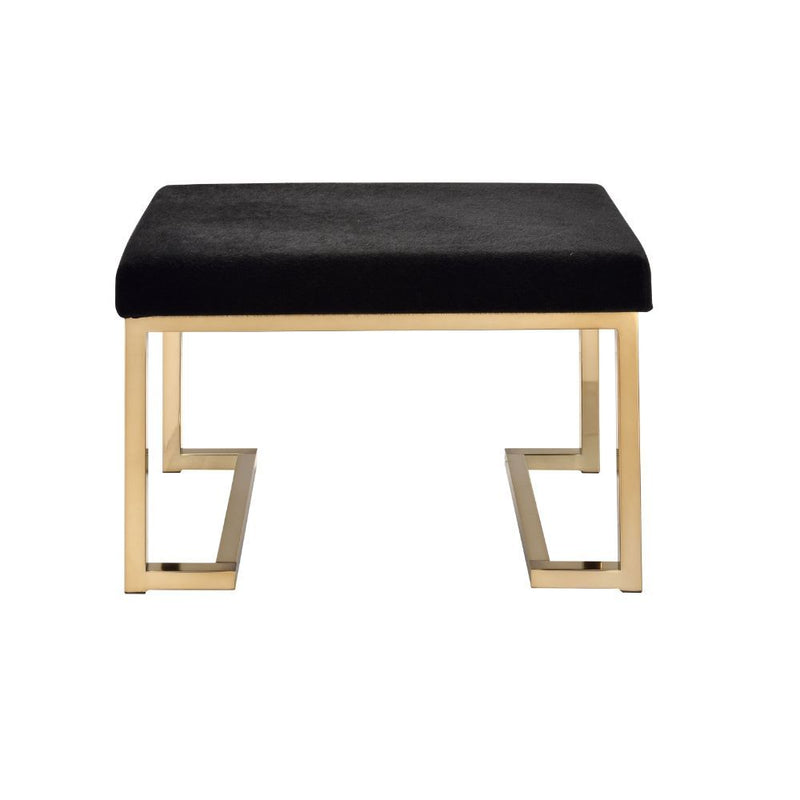 Boice - Ottoman - Black Fabric & Champagne - R&R Furniture Gallery (Fountain Valley, CA)