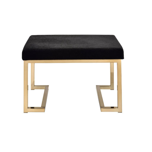 Boice - Ottoman - Black Fabric & Champagne - R&R Furniture Gallery (Fountain Valley, CA)