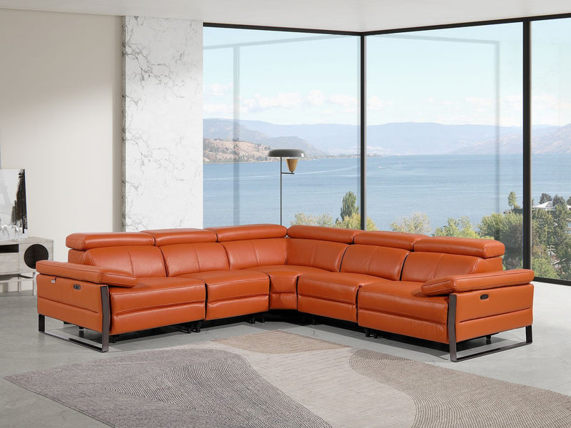 1246 - 5-Piece L-Shaped Modular Power Reclining Sectional With Power Headrests - R&R Furniture Gallery (Fountain Valley, CA)