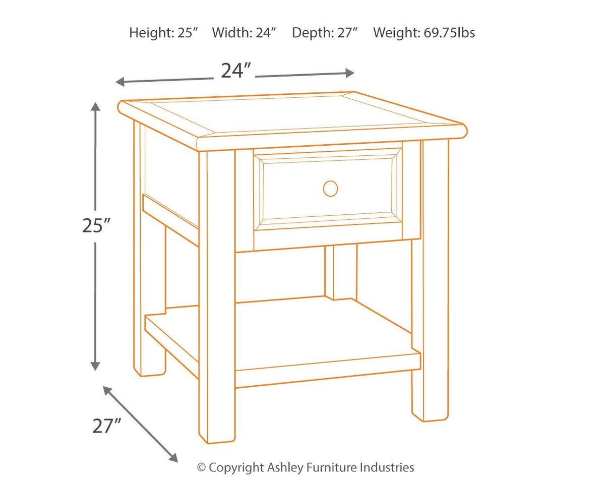 Bolanburg - Rectangular End Table - White / Brown / Beige - R&R Furniture Gallery (Fountain Valley, CA)