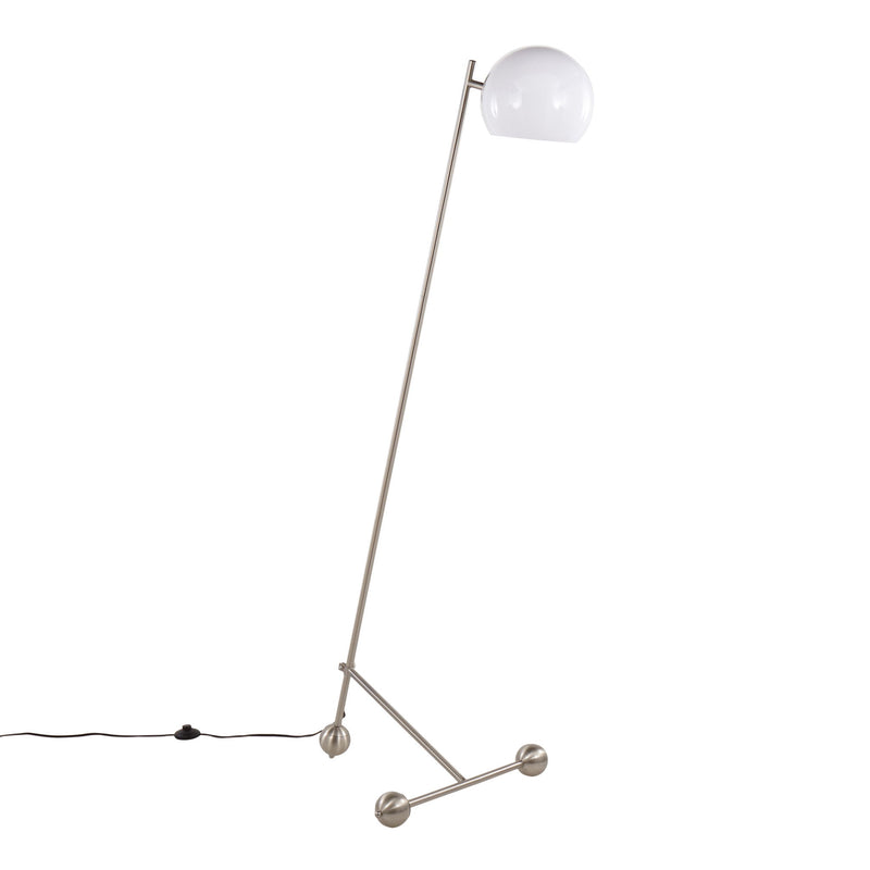 Lumi Source Eileen contemporary floor lamp with nickel finish and white shade, modern design ideal for living room or office.