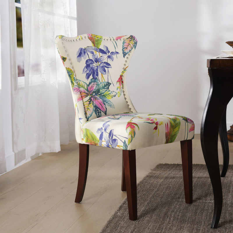 Paradise - Upholstered Accent Chair Printed On - Off-White Floral - R&R Furniture Gallery (Fountain Valley, CA)