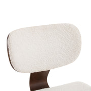 Modern Boucle Fabric Upholstered Side Chair, Bentwood Frame - White / Walnut - R&R Furniture Gallery (Fountain Valley, CA)