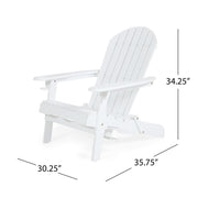 Noble House Zenithia outdoor foldable Adirondack arm chair with two built-in cup holders, made of durable wood in a natural finish.