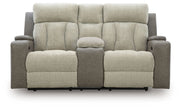 WhipLash - Power Reclining Loveseat With Console / Adj Headrest - Sisal - R&R Furniture Gallery (Fountain Valley, CA)