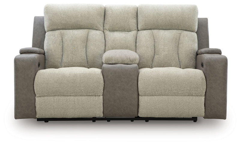 WhipLash - Power Reclining Loveseat With Console / Adj Headrest - Sisal - R&R Furniture Gallery (Fountain Valley, CA)