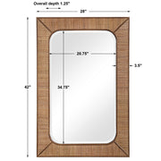 Light brown rattan wall mirror from Uttermost's Tahiti collection, featuring a round frame with intricate woven rattan design.