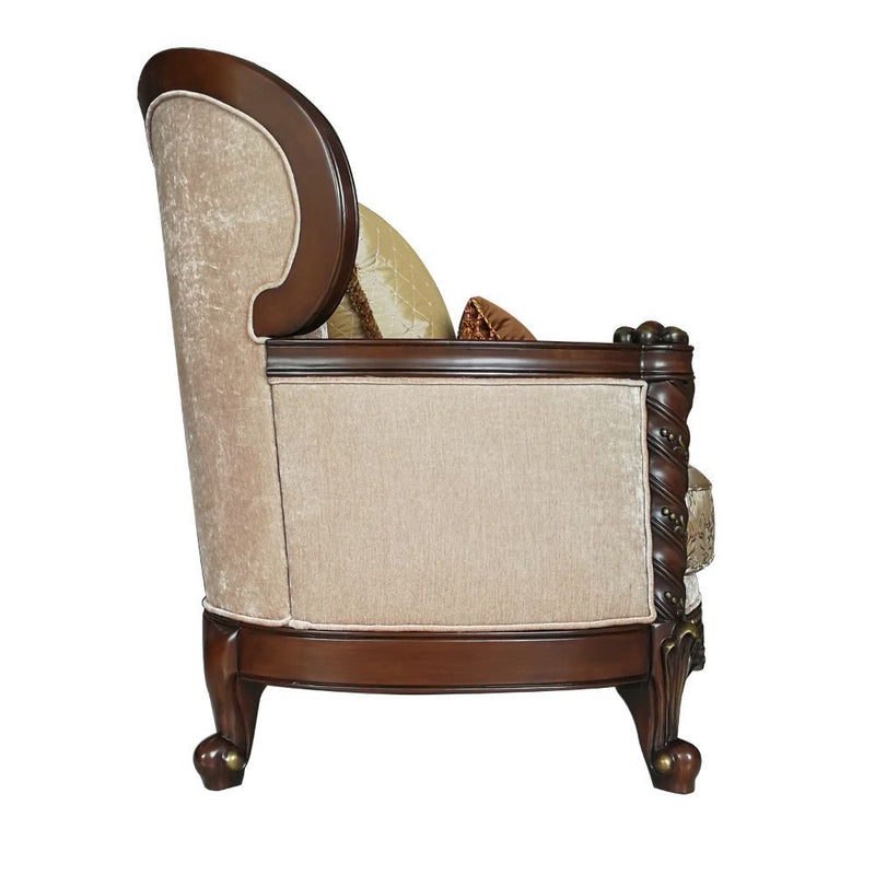 Devayne - Chair With 2 Pillows (Same Lv01584) - Pattern Fabric & Dark Walnut - R&R Furniture Gallery (Fountain Valley, CA)
