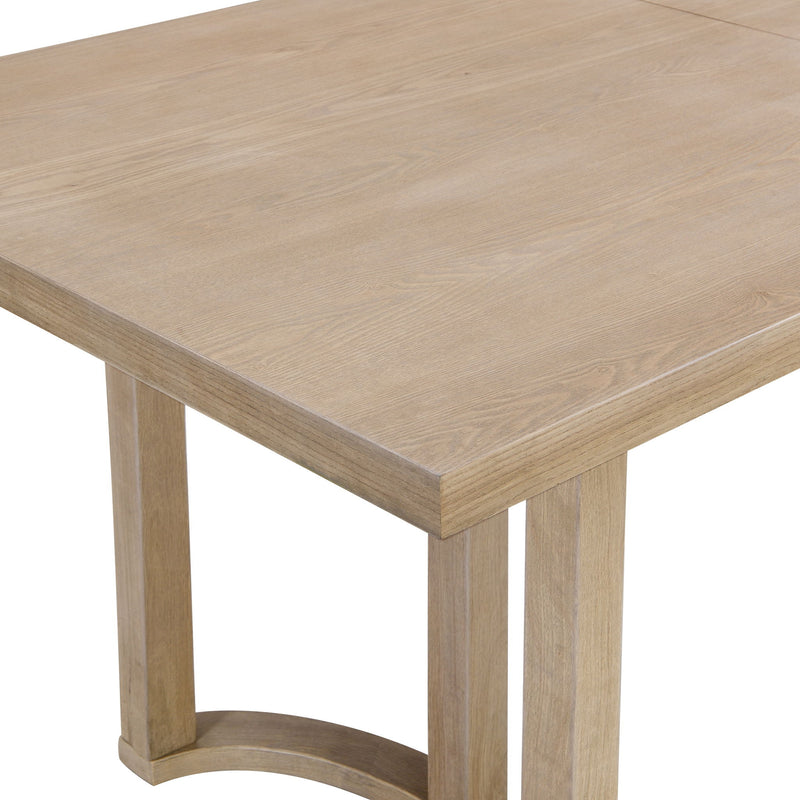 Modern solid wood dining table by Noble House featuring a sleek rectangular design and sturdy legs, ideal for contemporary dining rooms.
