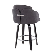 Lumi Source Dahlia contemporary counter stool set with round footrests, featuring modern design and cushioned seats in a set of two.