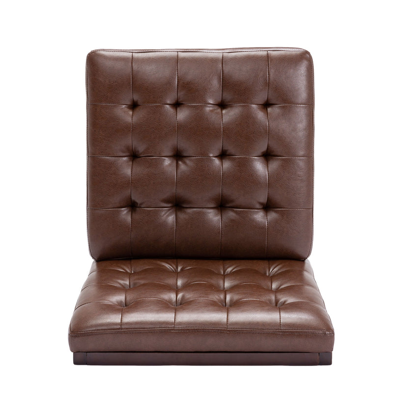 Dark brown Noble House armless accent chair with tufted waffle stitch upholstery, modern design and comfortable seating.