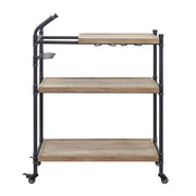 Brantley - Serving Cart - Oak & Sandy Black - R&R Furniture Gallery (Fountain Valley, CA)