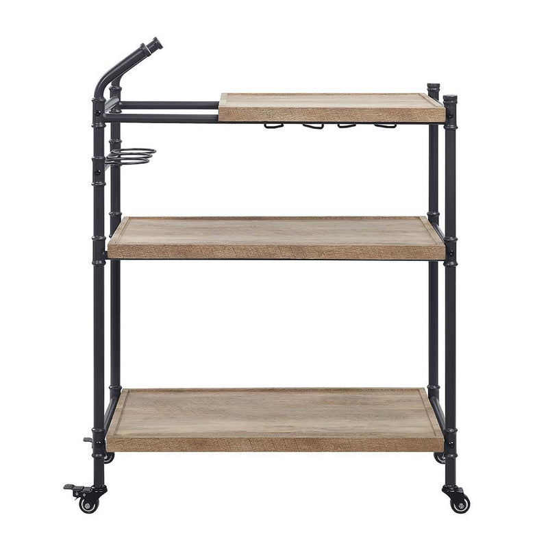 Brantley - Serving Cart - Oak & Sandy Black - R&R Furniture Gallery (Fountain Valley, CA)