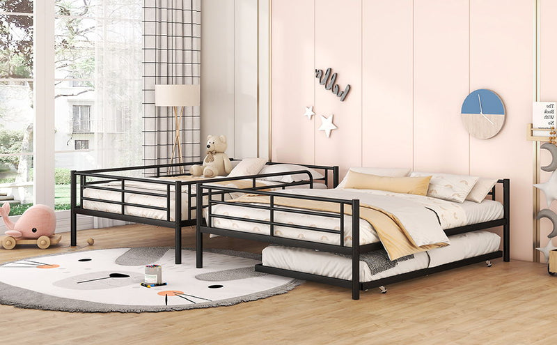 Steel construction bunk bed by DreamHaus with a sturdy frame and twin-size upper and lower sleeping areas in a modern bedroom setting.