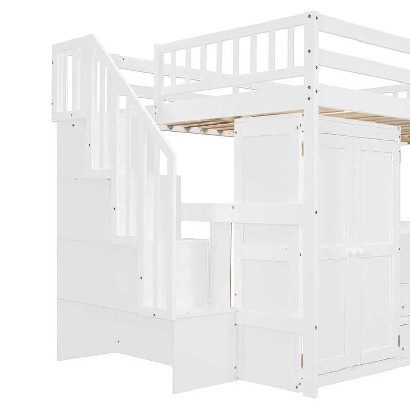 Loft Bed With Stairs, Bookshelf, Drawers, Desk & Wardrobe, Space Saving Multifunctional Furniture - R&R Furniture Gallery (Fountain Valley, CA)