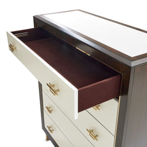 Belmont Place - 5-Drawer Chest - White / Dark Brown - R&R Furniture Gallery (Fountain Valley, CA)