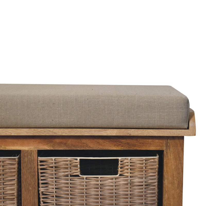 Rattan Basket Linen Bench - Brown - R&R Furniture Gallery (Fountain Valley, CA)