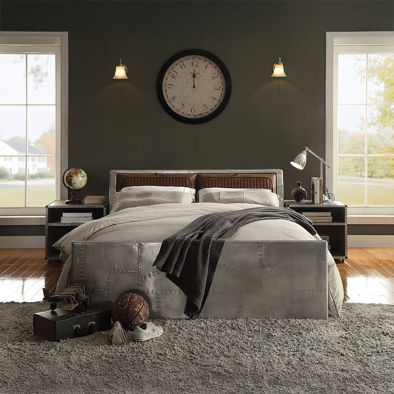 Brancaster - Queen Bed - Retro Brown Top Grain Leather & Aluminum - R&R Furniture Gallery (Fountain Valley, CA)