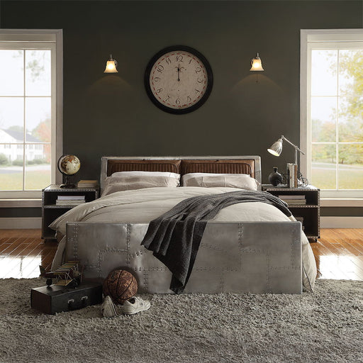 Brancaster - Queen Bed - Retro Brown Top Grain Leather & Aluminum - R&R Furniture Gallery (Fountain Valley, CA)